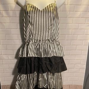 80’s black & white stripped prom dress